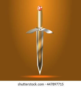 golden dagger on dark orange background