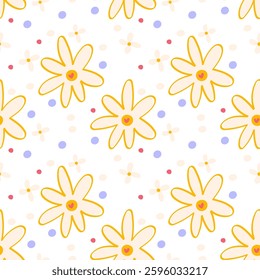 Golden Daisy Seamless Pattern with Soft Pastel Colors Boho Floral Digital Paper for Wrapping Paper and Crafts