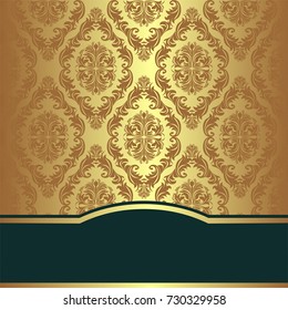 Golden damask Background with elegant Border