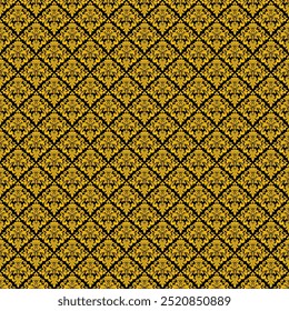 Patrón dorado del damasco, fondo negro, Elementos inconsútiles, adornados. Perfecto para diseños vintage de Fondo de pantalla o textiles.