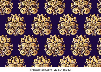 Golden Damask Pattern on a Dark Background