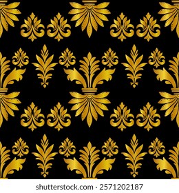 Golden Damask Seamless Pattern - Vector Illustration for Elegant Textile Design