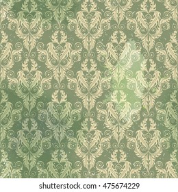 golden damask seamless pattern in vintage style