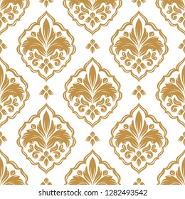 Golden Damask Vector Seamless Pattern Wallpaper Stock Vector (royalty 