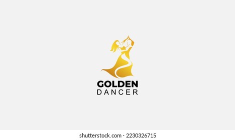 Golden dancer logo vector design illustration