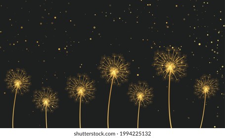 golden dandelion flower seeds background