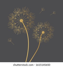 golden dandelion icon- vector illustration