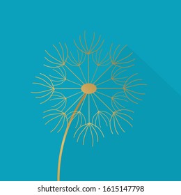 golden dandelion icon- vector illustration