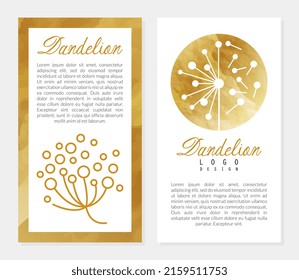 Golden Dandelion Wild Flower Vertical Banner Vector Template