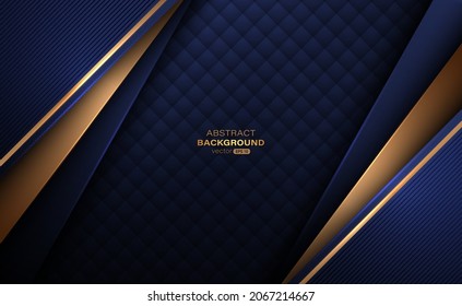 Golden and dark blue geometric shapes with lines abstract background. Vector illustration.