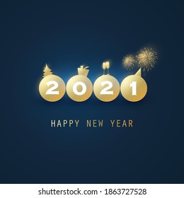Golden and Dark Blue New Year Card Background - 2021