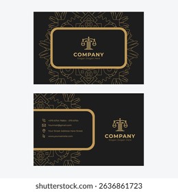 Golden Dark Minimal Justice Law Firm Lawyer Business Card Design Vector Art, Icons, and Graphics