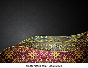 Golden and dark vector background.Blank for message or text.