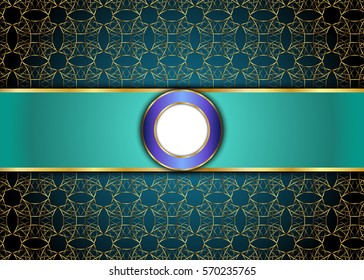 Golden and dark vintage background.blank for message or text.Certificate.