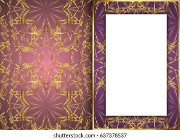 Golden and Dark vintage pattern.blank for message or text.