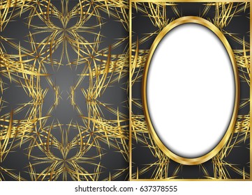 Golden and Dark vintage pattern.blank for message or text.
