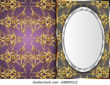 Golden and Dark vintage pattern.blank for message or text.