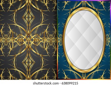Golden and Dark vintage pattern.blank for message or text.