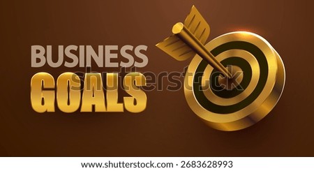 Golden dart target icon with arrow. 3d design of business goal. Success finance marketing strategy. Vector illustration