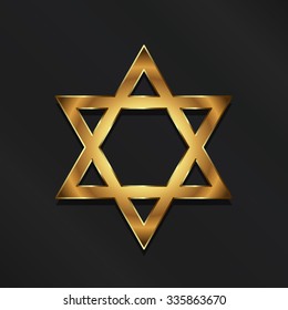 Golden David Star. Judaism symbol