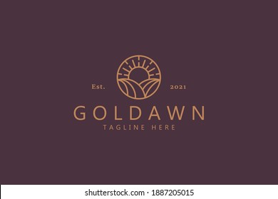 Golden Dawn Concept Eco Farm Logo Minimalist. High Quality Design Branding Logo Template. 