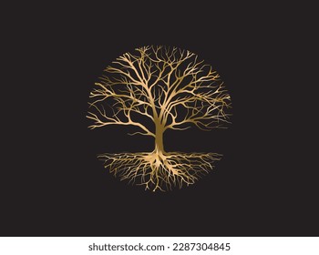 golden dead tree vector isolated on black