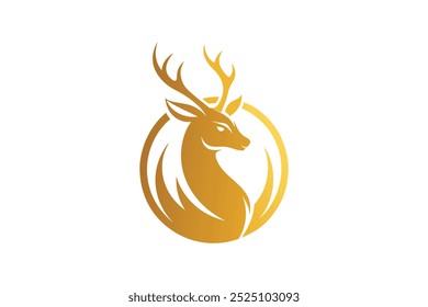  Golden dear logo vector art illustration.