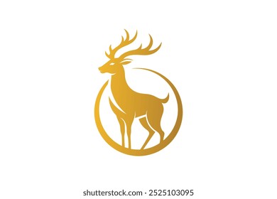  Golden dear logo vector art illustration.