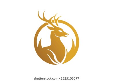  Golden dear logo vector art illustration.