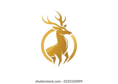  Golden dear logo vector art illustration.