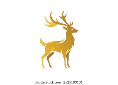  Golden dear logo vector art illustration.