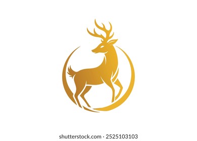  Golden dear logo vector art illustration.