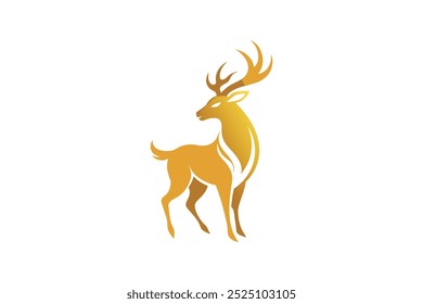  Golden dear logo vector art illustration.