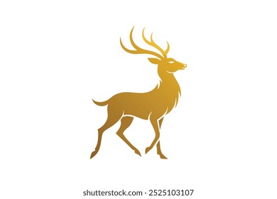  Golden dear logo vector art illustration.