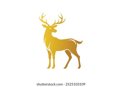  Golden dear logo vector art illustration.