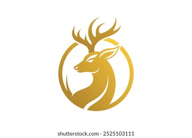  Golden dear logo vector art illustration.