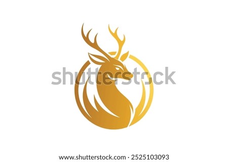  Golden dear logo vector art illustration.