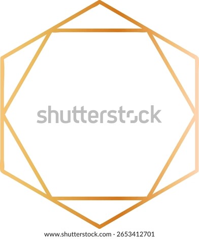 Golden decagon frame forming an elegant border with a white background, ideal for certificates, diplomas, awards, or other decorative purposes