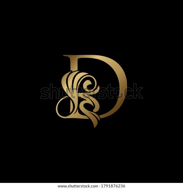 Golden Deco Luxury D Letter Initial Stock Vector (Royalty Free) 1791876236