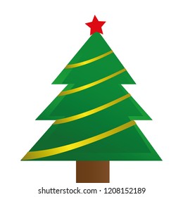 golden decorated christmas tree with red star vector illustration EPS10