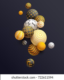 Golden decorative balls. Abstract vector illustration.