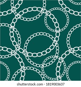 Golden decorative baroque chains on green background. EPS10 Illustration.