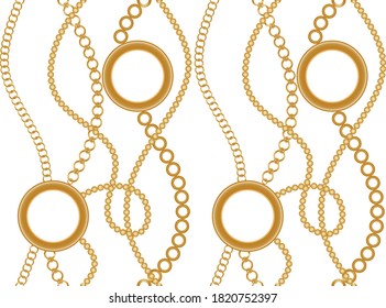 Golden decorative baroque  chains on white background. EPS10 Illustration.