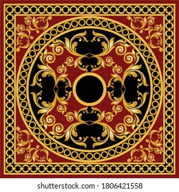 Golden decorative baroque pattern with chain on black background.EPS10 Illustration.