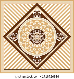 Golden decorative baroque pattern on beige background.EPS10 Illustration.