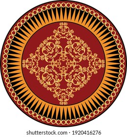 Golden decorative baroque pattern on red background.EPS10 Illustration.