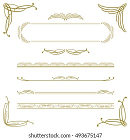 Golden decorative borders, vector eps 10 illustration