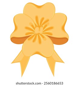Golden decorative bow with elegant ribbon design Vector
