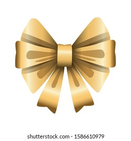 golden decorative bow icon over white background, vector illustration