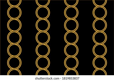 Cadenas decorativas doradas sobre fondo negro. Ilustración EPS10.